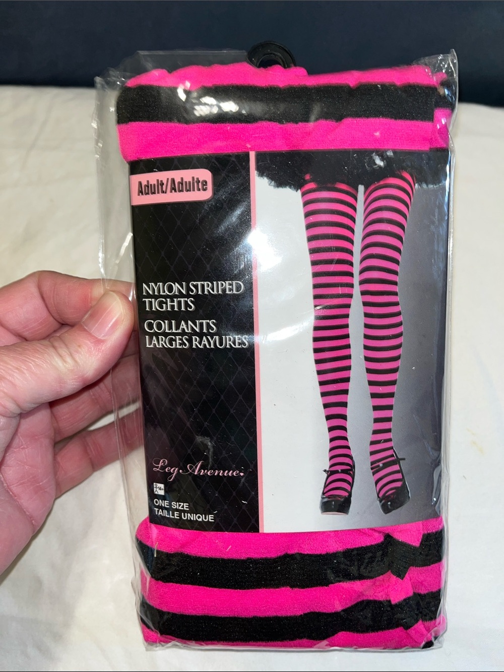 Ladies/Adult Nylon striped Tights. Pink & Black